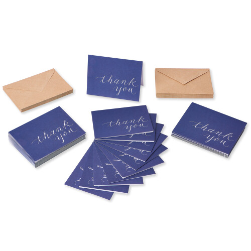 Ευχαριστήριες Κάρτες American Greetings, Ναυτικό Μπλε με Χάρτινες Φάκελοι (50 Τεμάχια) 1