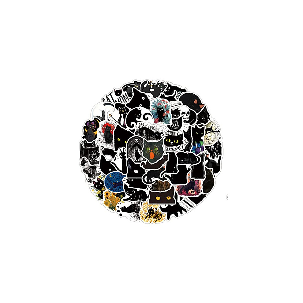 Bric Dodo 100 Pcs Cute Black Cat Stickers Laptop Car Scrapbook Phone Skateboard Bike Travel Case Kawaii Cat Stickers Vinyl Waterproof Aesthetic Personalised