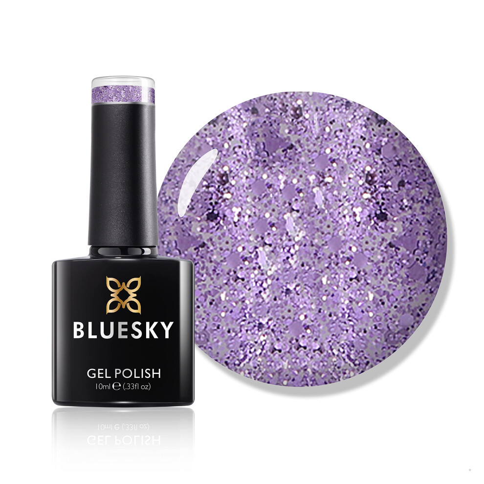 Gel Nail Polish, Blue Danube Lilac Ritz S10N, Purple Glitter, Long Lasting, Chip Resistant, 10 ml (Requires Drying Under UV LED Lamp)