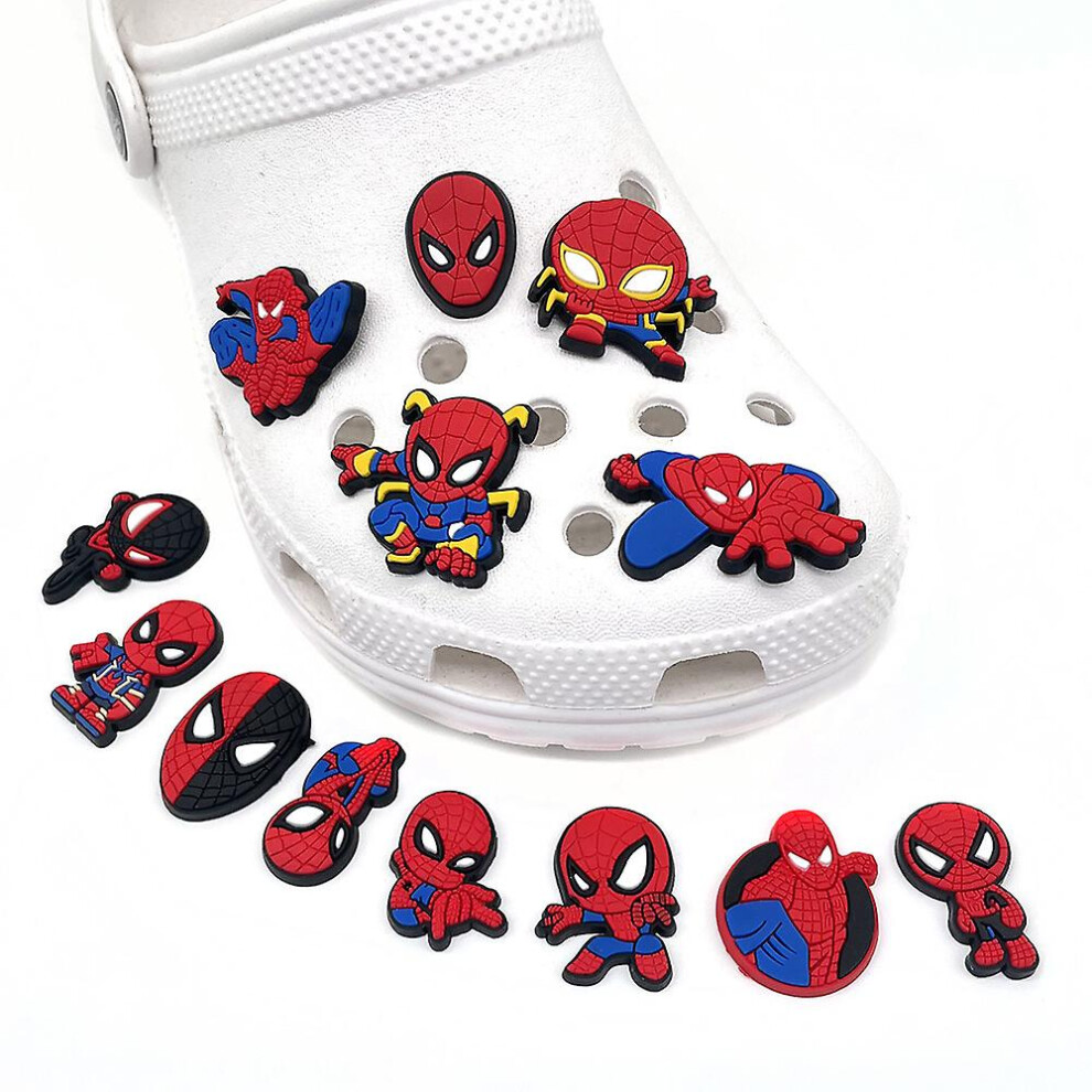 13pcs Spiderman Superhero Shoe Charms, For Clog Sandals Croc Shoes Diy Decorations Accessories