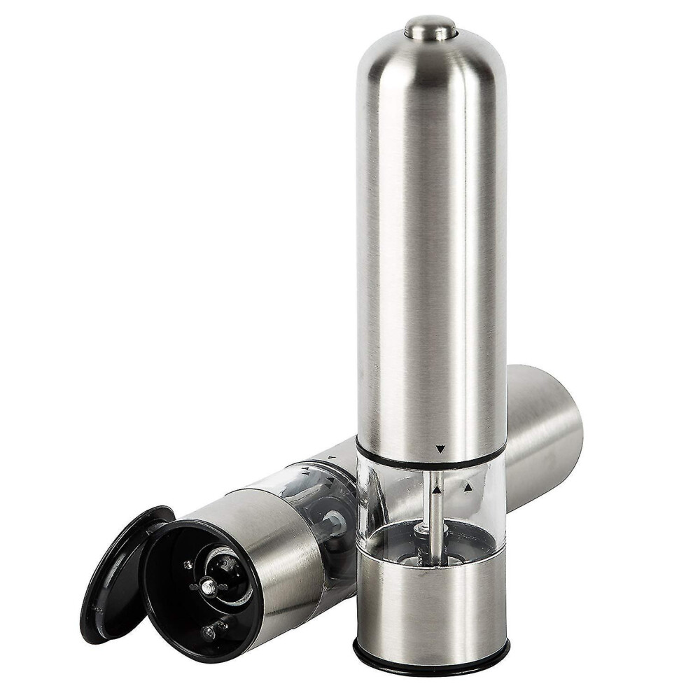 Battery Operated Salt And Pepper Grinder Set - Electric Stainless Steel Salt Pepper Mills