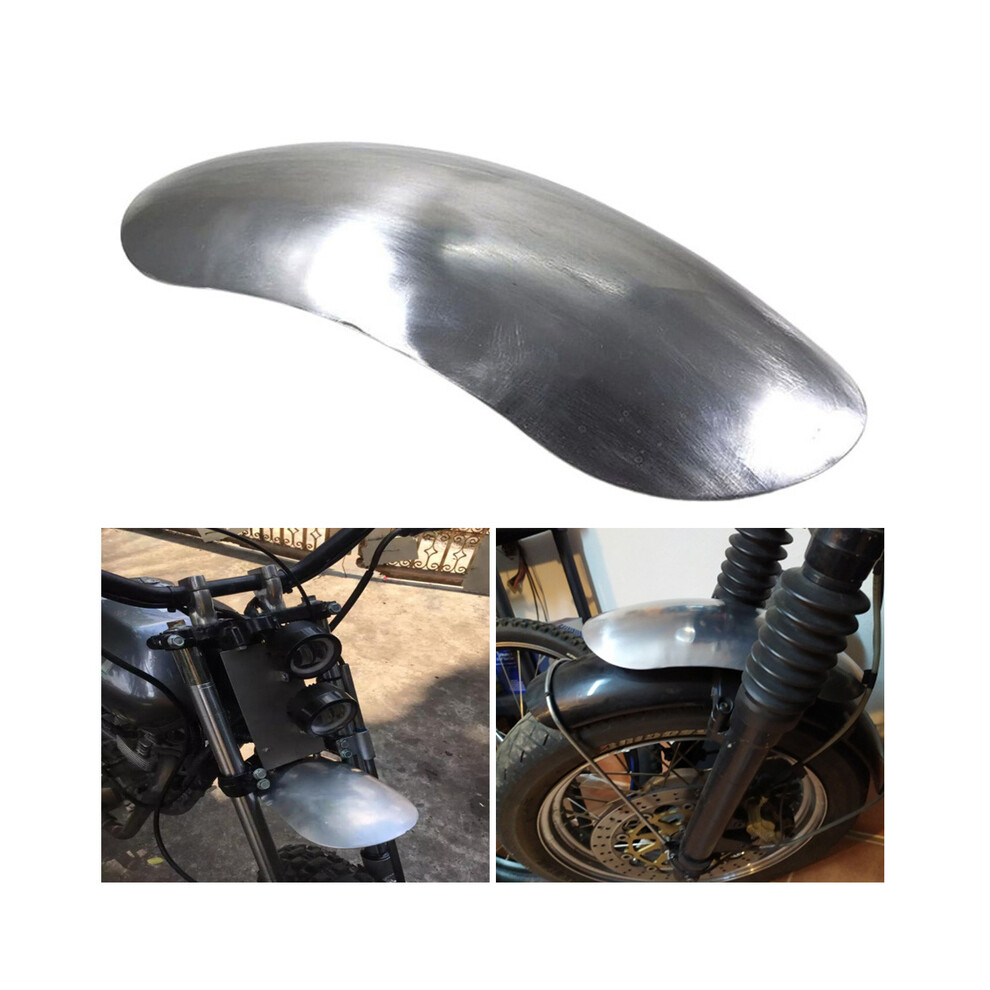 Metal Unpainted Universal Motorcycle Mudguard Scooter Short Front Fender Mudflap For Ktm Honda Yamaha Benelli Victory Silver 8721142173569
