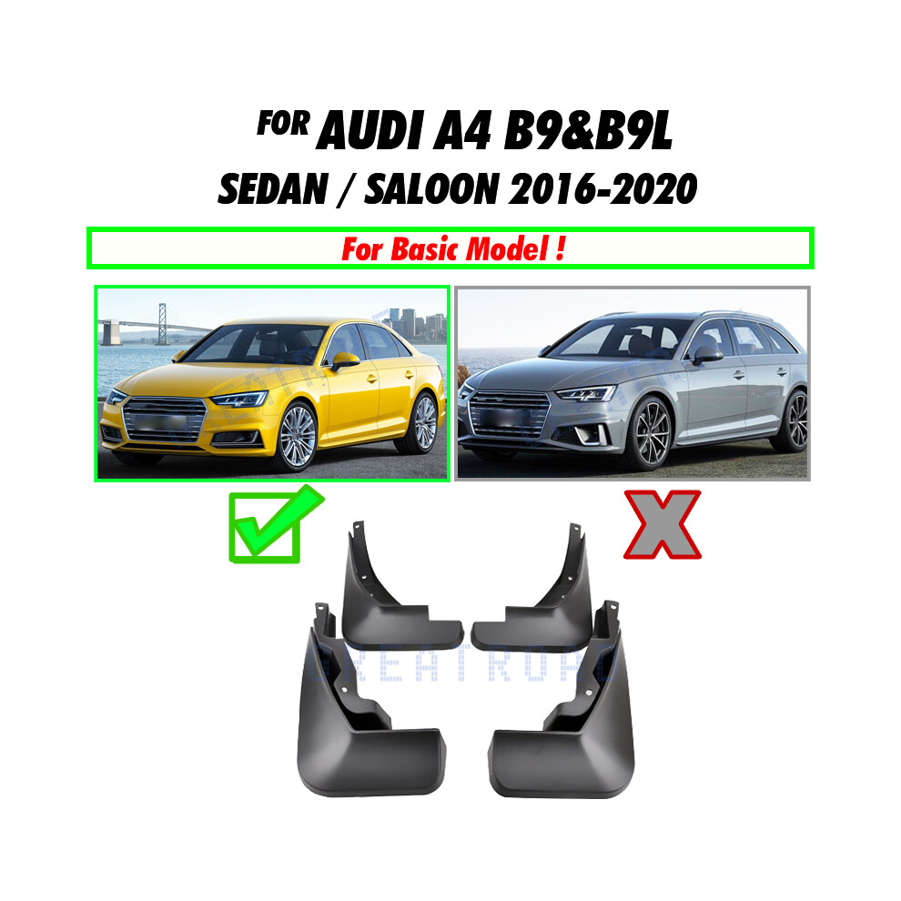 (2016-2020) Set Molded Mud Flaps For Audi A4 B9 2016 17 18 2019 2020 Mudflaps Splash Guards Mud Flap Front Rear Mudguards Fender Accessories