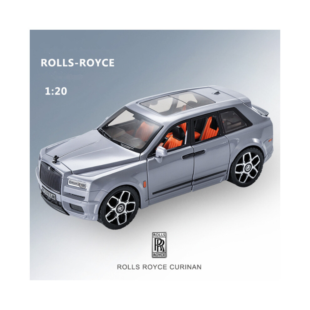 (Gray) Large Size 1/20 Rolls Royce SUV Cullinan Alloy Luxy Car Model Diecasts Metal Toy Car Model Simulation Sound and Light Kids Gifts