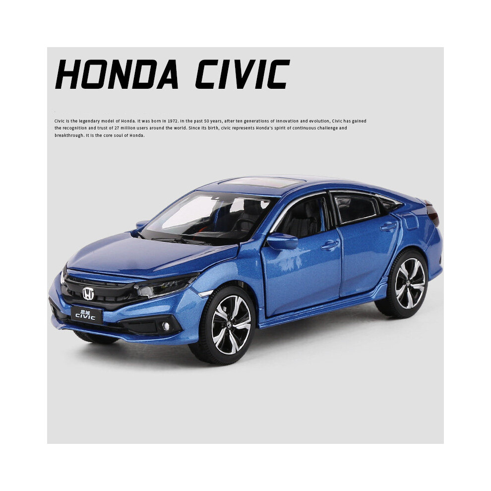 (Blue A) 1:32 HONDA CIVIC TYPE-R Alloy Sports Car Model Diecast Metal Toy Vehicles Car Model Sound and Light Collection Children Toy Gift