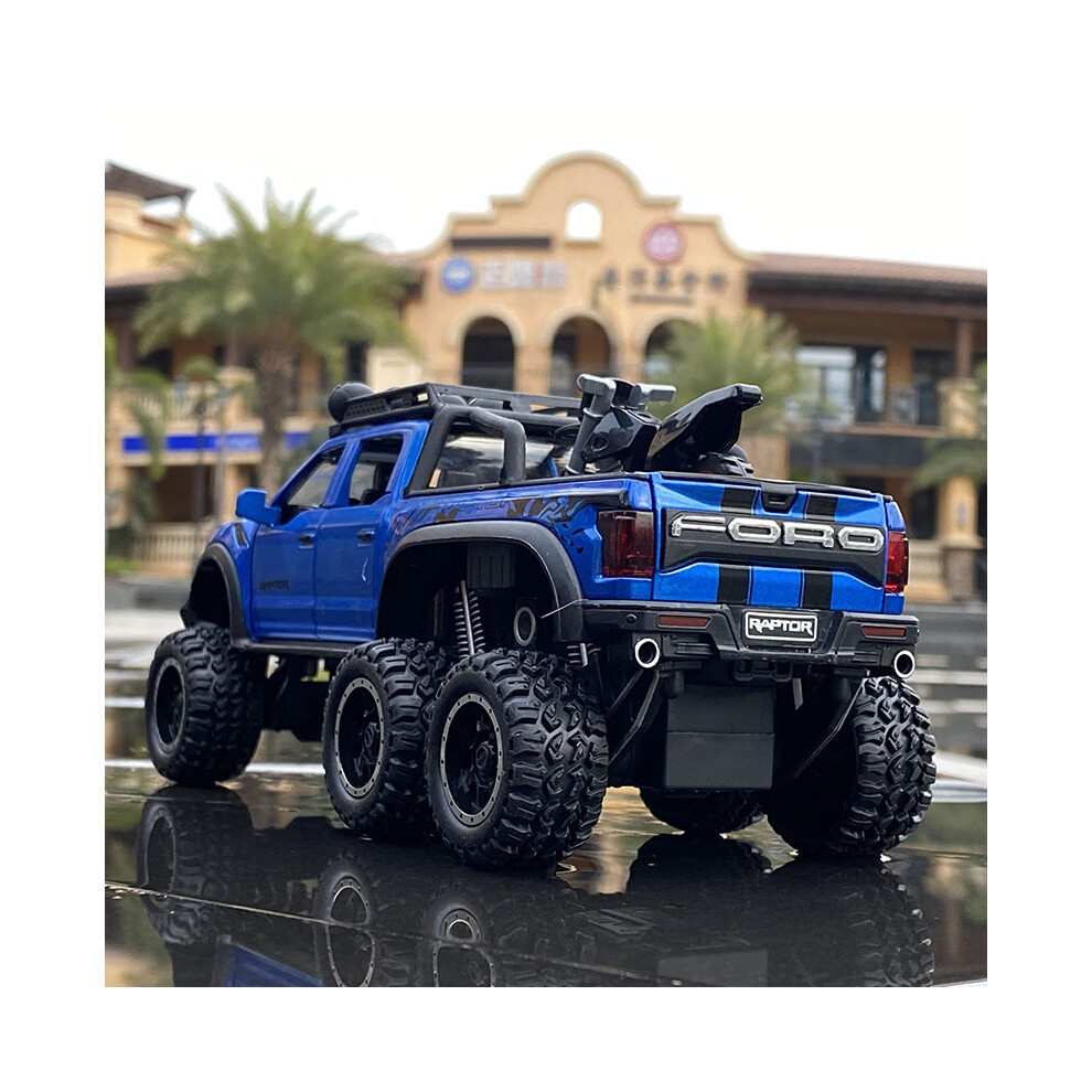 (Blue) 1/28 Ford Raptor F150 Alloy Car Modified Off-Road Vehicle Model Diecast  Toy Vehicles Metal Car Model Collection Kids Toys Gift