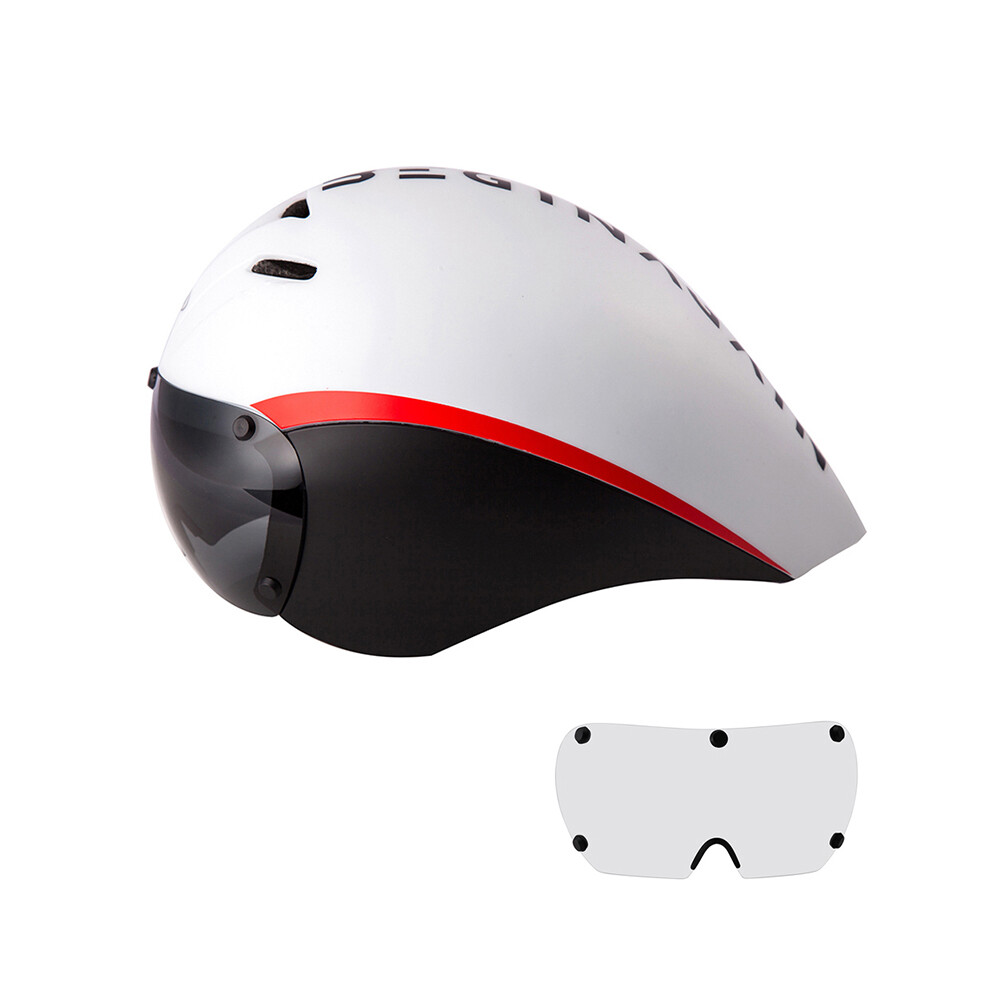 (White 2 lens A) Aero Goggles Bicycle Helmet  TT Triathlon Road Bike Helmets Timetrial Racing Riding Helmet With Lens Bicycle Equipment