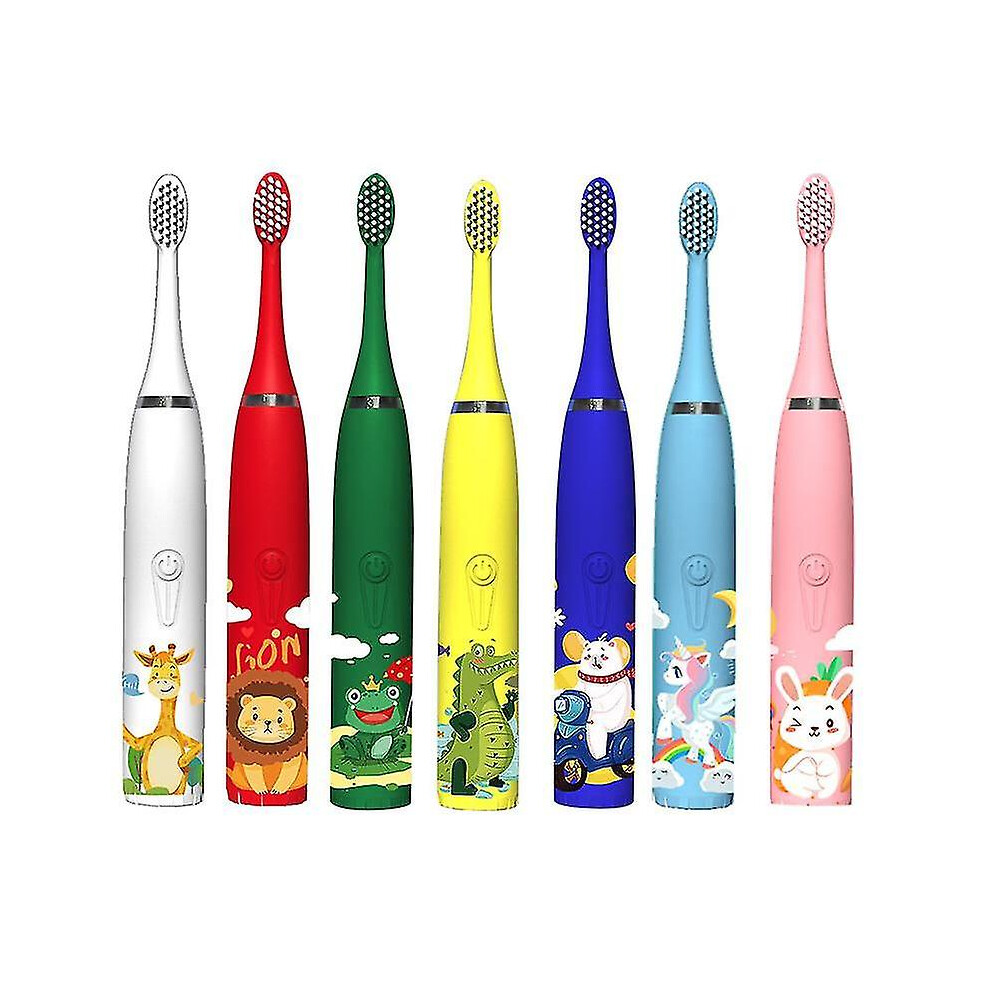 (Yellow) Children's Electric Toothbrush Teeth Cleaning Care 6 Replacement Head