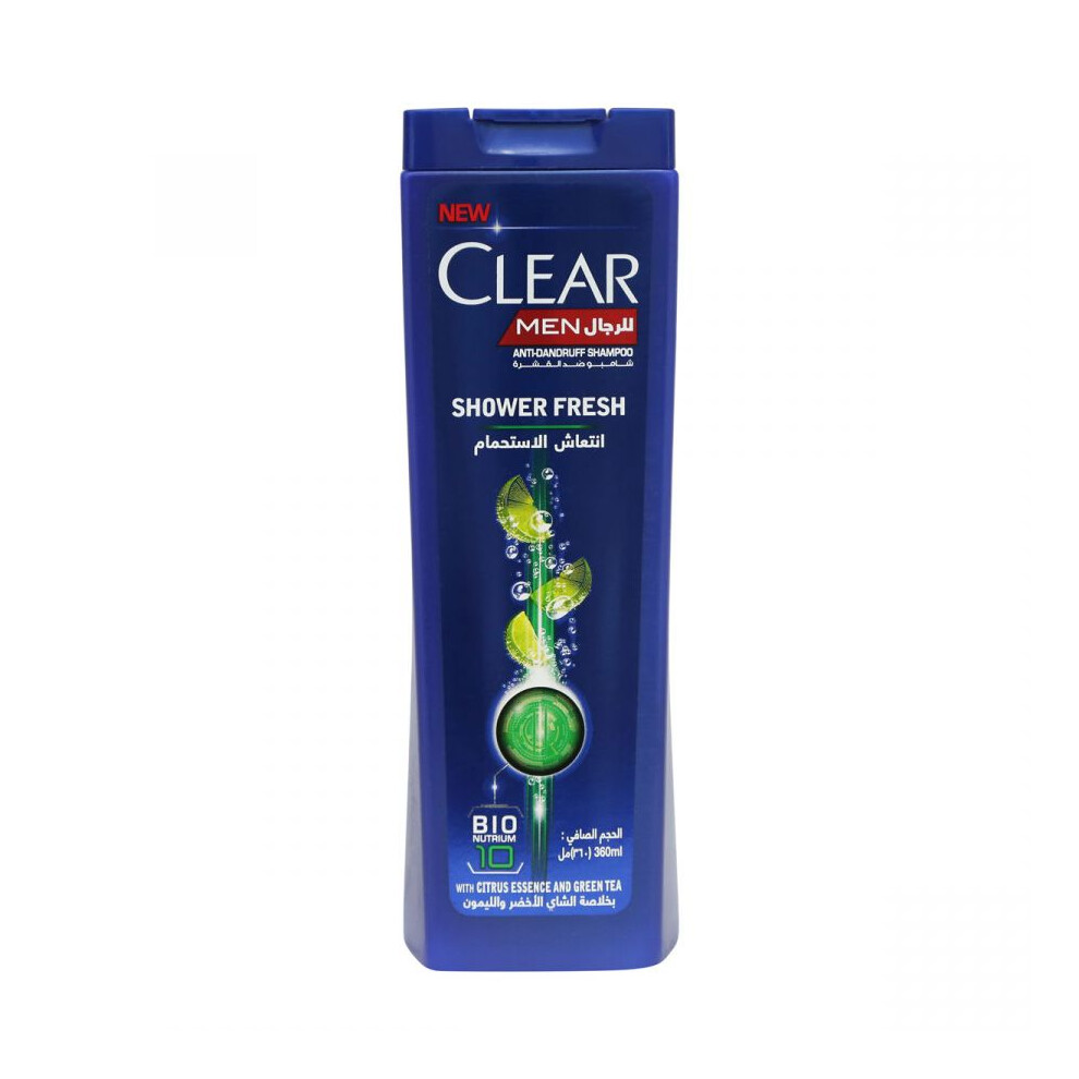 Clear Men Shower Fresh with Citrus Essence & Green Tea Anti-Dandruff Control Shampoo Hair Nourishment 360ml