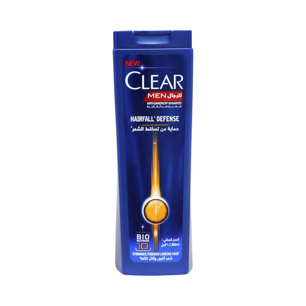 Clear Men Hairfall Defense Stronger, Thicker-Looking Hair Anti-Dandruff Control And Scalp Care Shampoo 360ml
