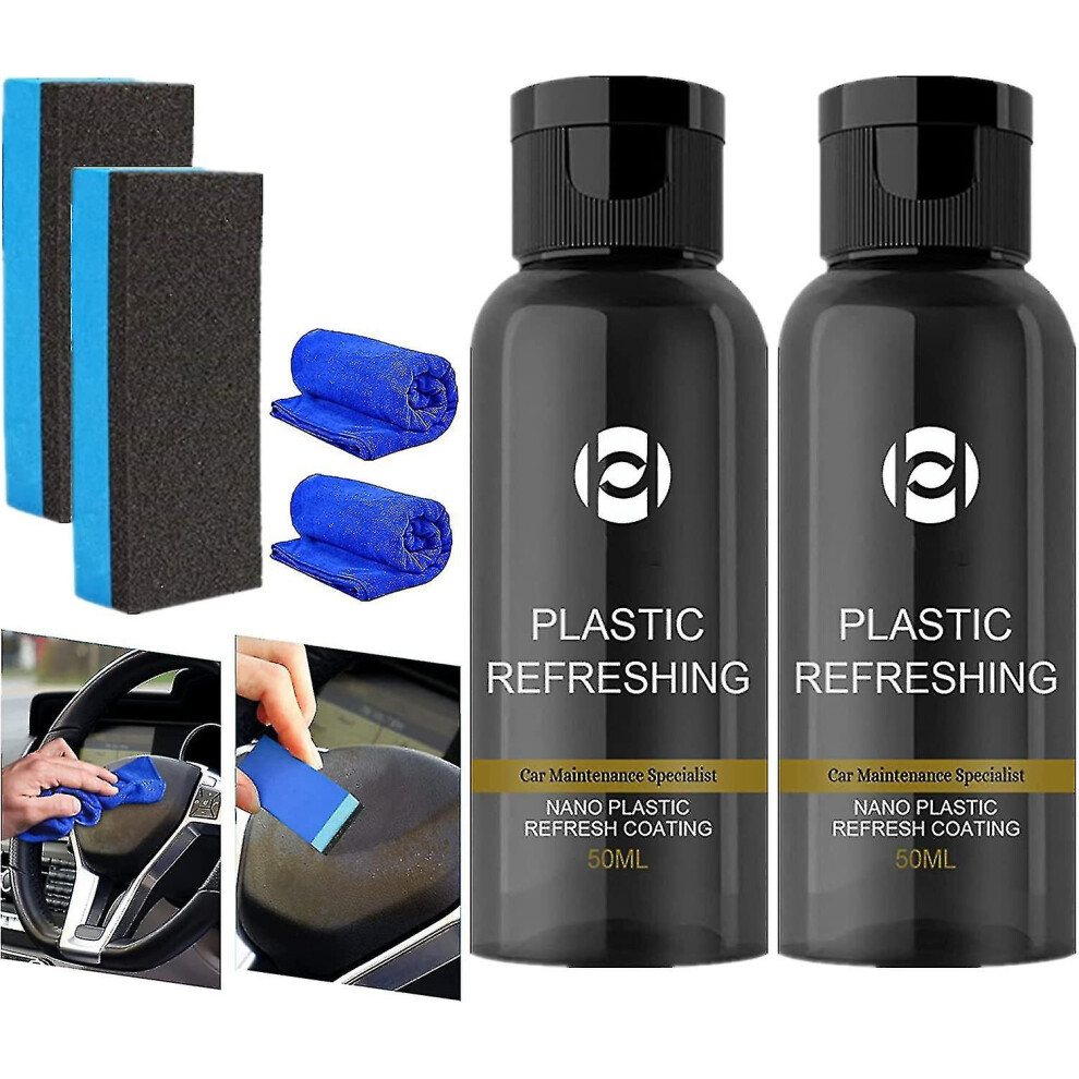 (50Ml, 2 Pcs) Plastic Revitalizing Coating Agent,Nano Plastic Refreshing Coating,Automotive Interior Cleaning Agent, Plastic Parts Refurbish Agent For 4814698562247