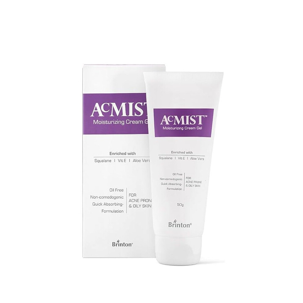 AcMist Moisturizing Cream Gel 50g Enriched With Squalane Vitamin E And Aloe Vera Oil Free And Quick Absorbing Formulation For Acne Prone And Oily Skin