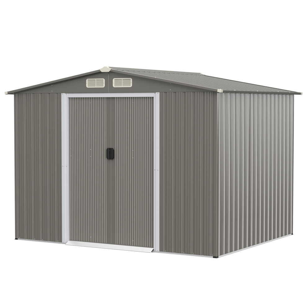 8FT x 6FT Metal Storage Shed Tool Shed W/ Double Doors & Foundation