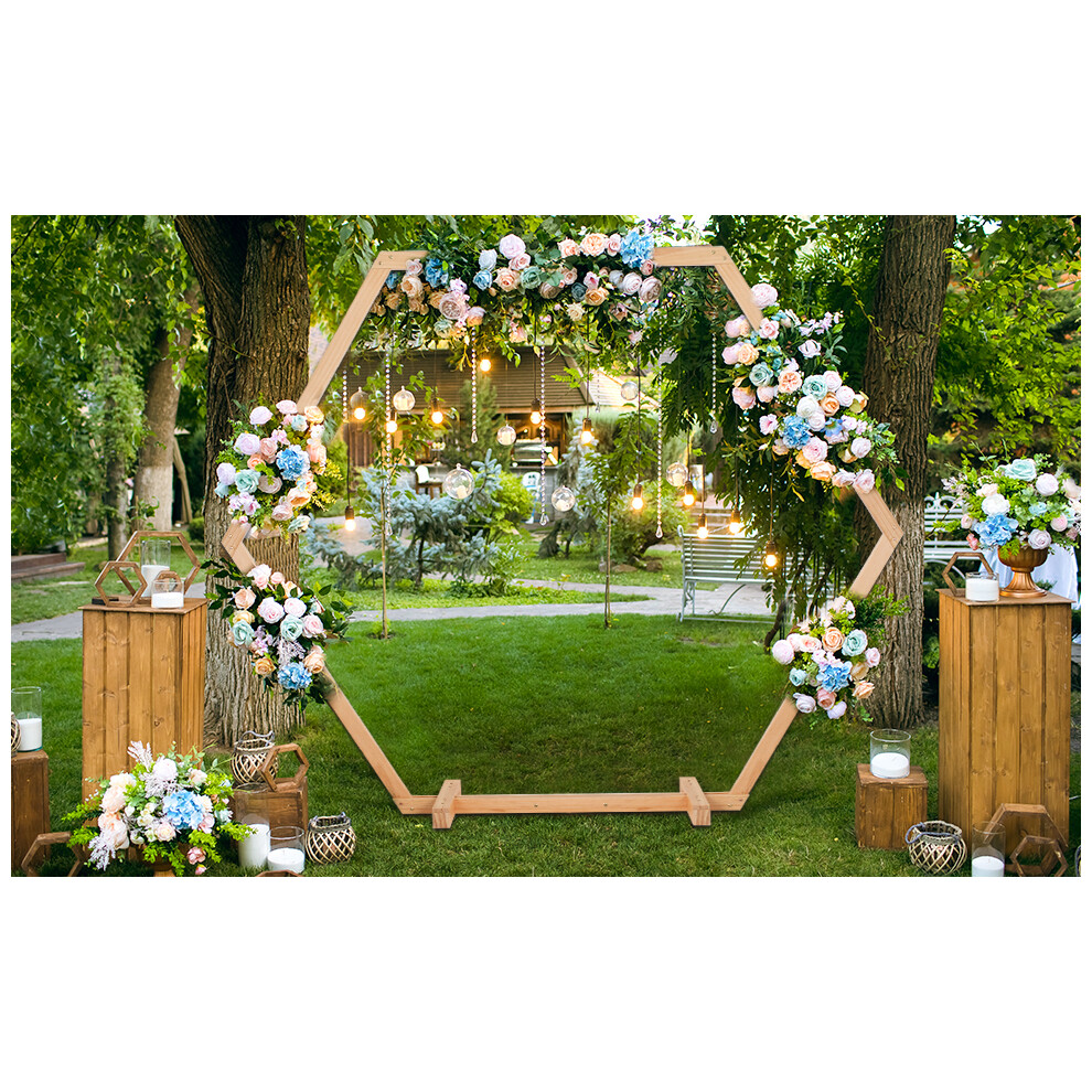 Hexagonal Wooden Wedding Ceremony Arch Backdrop Stand