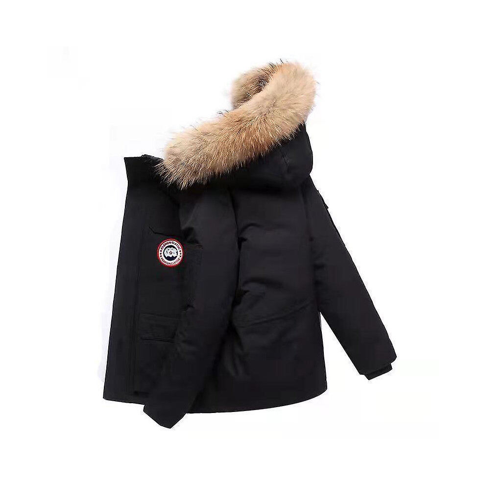 (black, 3xl) Men's Winter Hooded Quilted Down Jacket Casual Tooling Coat