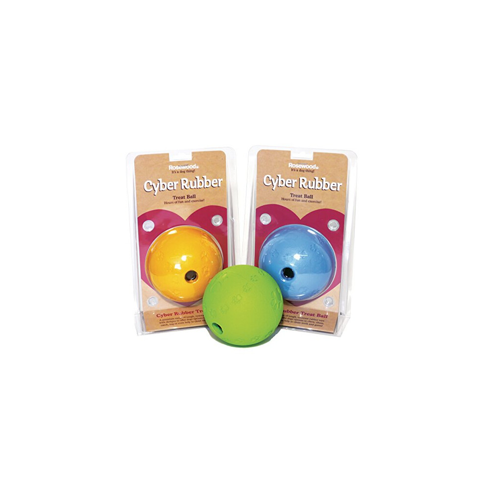 Rubber,Tough Chew Resistant, Treat Ball Dog Toy, Small, Assorted Colours