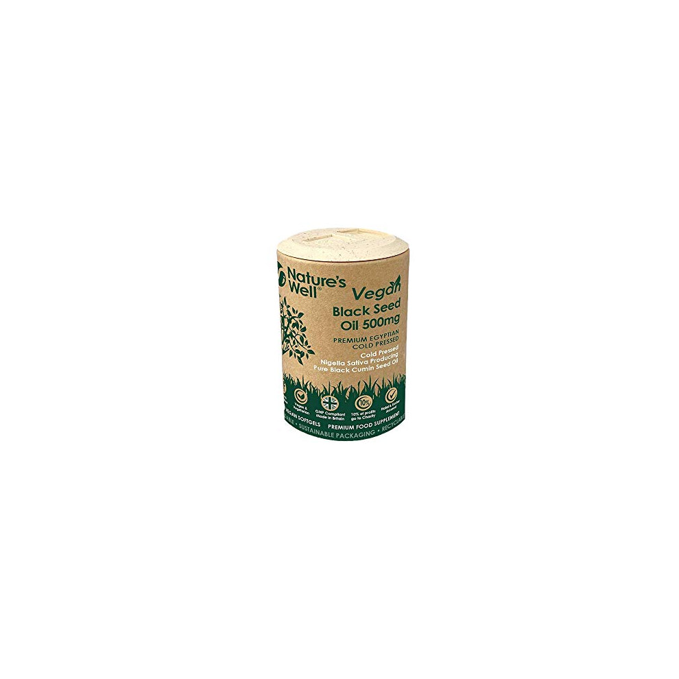 Nature's Well Black Seed Oil Softgel Capsules - 120 Vegan & Vegetarian 500Mg Capsules, Non-Gmo Egyptian Cold Pressed Nigella Sativa Black Cumin Seed Oil | Made In