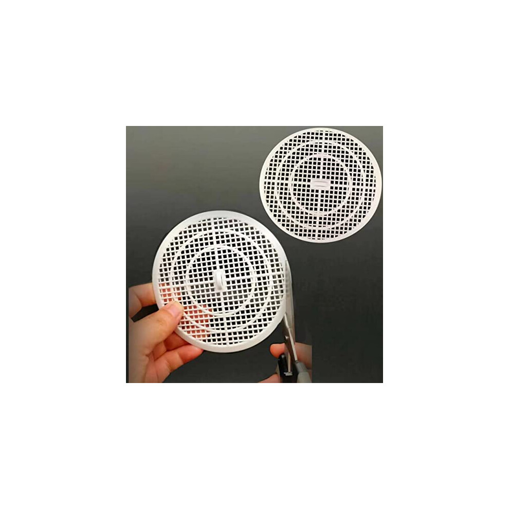 2 Piece Kitchen Sink Strainer - Drain Grill Cover - Bath Hair Catcher - Drain Cover -Can Be Cut Sink Strainer for Kitchen, Bathroom, Shower Tub (White