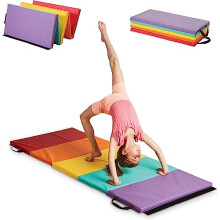 RAINBOW Folding Gym Mat, Gymnastics Tumbling Mat with Carrying Handles, Thick Exercise Mat, Foldable Tumbling Mat for Kids, Padding for MMA,