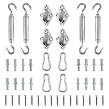 Sun Shade Sail Hardware Kit, Tiberham Heavy Duty Anti-Rust Rectangle/Square Shade Sail Installation for Patio Lawn and Garden (44 Pcs)