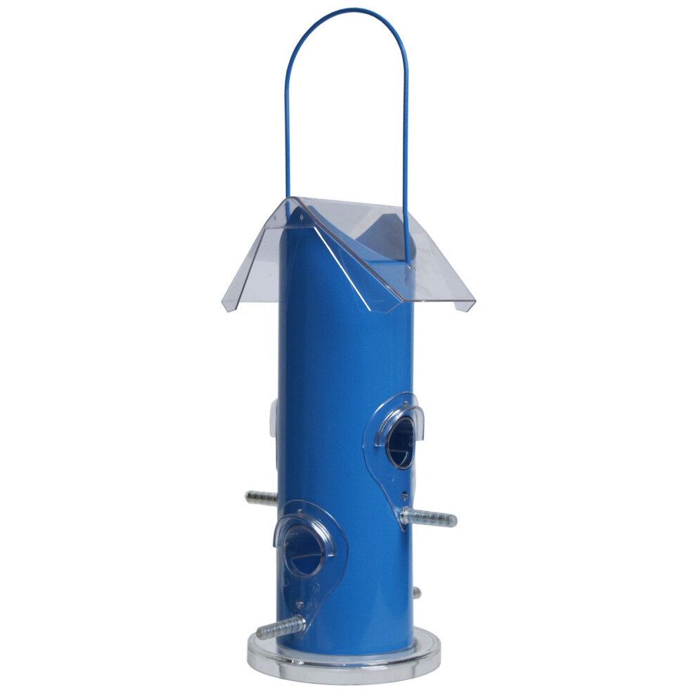 "Rutland" Wild Bird Seed Feeders, Suitable For Seed And Sunflower Hearts, 4 Port Feeder, Finished In Summer Blue.