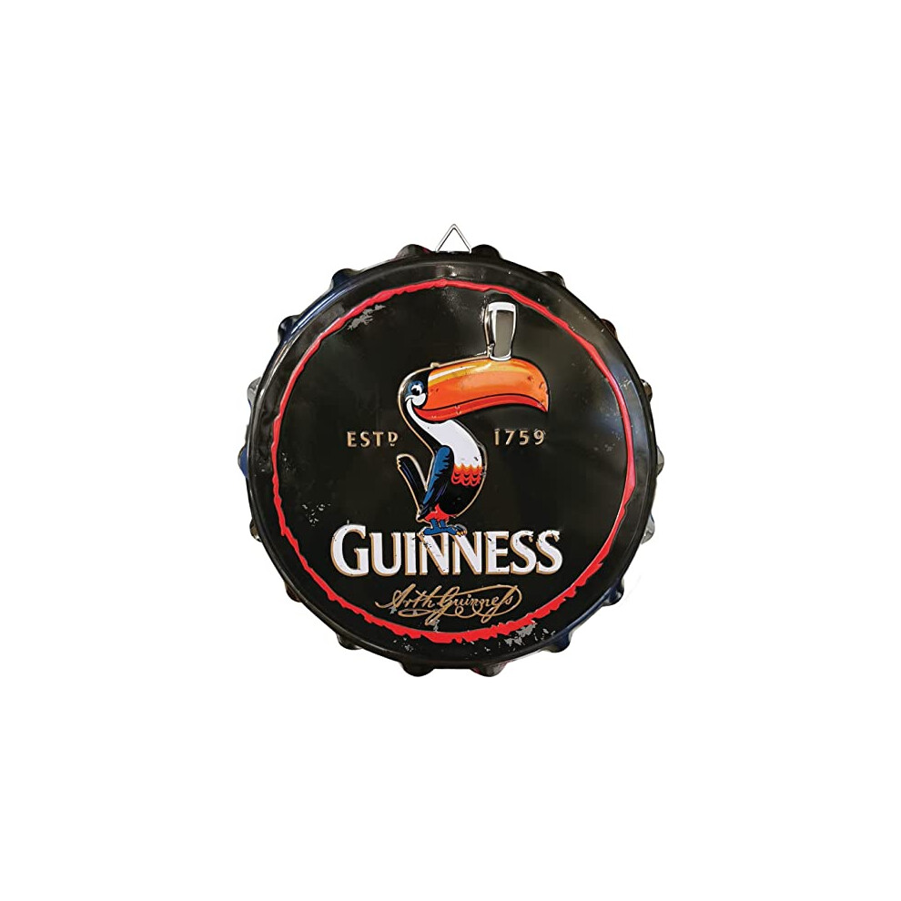 Guinness Bottle Cap Metal Sign - Toucan Design (28Cm X 28Cm)
