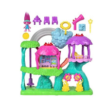 Imaginext DreamWorks Trolls Musical Toy Playset, Lights and Sounds Rainbow Treehouse with Poppy Figure and 7 Play Pieces for Preschool Kids, HML49