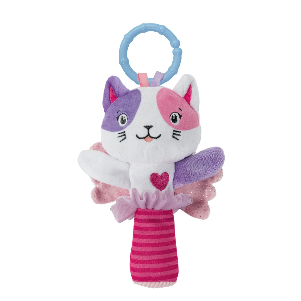 17653 Lovely Cat Rattle-Toddler Plush, Early Years, Infant, New Born Soft Toys Gift, 100% Washable, Multicoloured, Medio