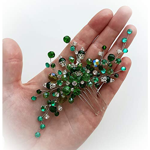 Bridal Hair Comb Green Wedding Comb Wedding Hair Piece Bridal Hair Clip Blush Hair Pin Wedding Hair Accessory