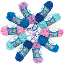 FE884 Winter Colours Craft Wool Value Pack - Pack of 10, Winter Coloured Knitting Yarn for Arts and Crafts, Supplies for Kids for Introduction to