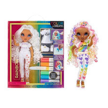 Rainbow High Color & Create Fashion DIY Doll avec des marqueurs arc-en-ciel lavables, des yeux violets, des cheveux boucls, un haut et des chaus