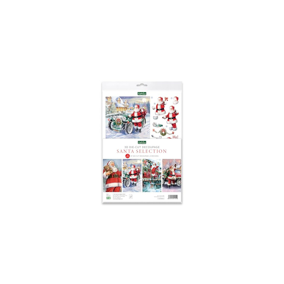 'Santa Selection' 3D Die Cut Decoupage (12-Sheet Pack) for Christmas Card Making