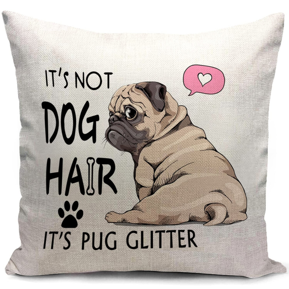 Pug Cushion Cover Dog Decorations Pillow Cover Pug Gift for Pug Lovers Decor Home for Livingroom Couch Sofa Decorate 18"x18"(45x45cm)