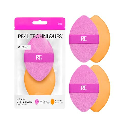 Real Techniques Real Techniques, Wunder 2-in-1 Puderquasten-Duo, 2er Pack