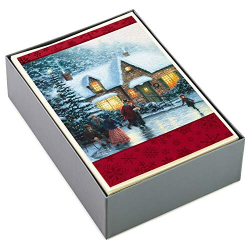 Hallmark Thomas Kinkade Χριστουγεννιάτικες Κάρτες, Πατινάζ (40 Κάρτες και Φάκελοι) 2