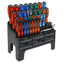 Siegen by Sealey Screwdriver, Bit & Nut Driver Set, 100pc, Colour-Coded with Display Stand - S01248