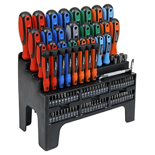Sealey Siegen by Sealey Screwdriver, Bit & Nut Driver Set, 100pc, Colour-Coded with Display Stand - S01248