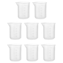 QWORK 8pcs Silicone Measuring Cups, 100ml Silicone Cups for Resin, Clear Graduated Cups, Non-Stick Mixing Cups with Precise Scales, for DIY Resin