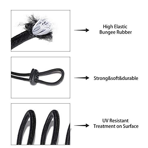 42 Pcs Cord Locks End Spring Toggle Stopper Zipper Pull Ends Fastener Buttons with 18 Yard Elastic Bungee Cord Stretch String for Drawstring, 1