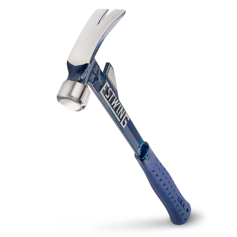 E6-24T 24oz 16-inch Smooth Face Hammertooth Hammer with Vinyl Shock Reduction Grip, Blue