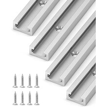 QWORK T-Track T-Slot Miter Track 12 Inch 300mm, Aluminum Alloy Jig Fixture Slot Double Cut Design for Table Saw Router Table Woodworking Tool, 19 x