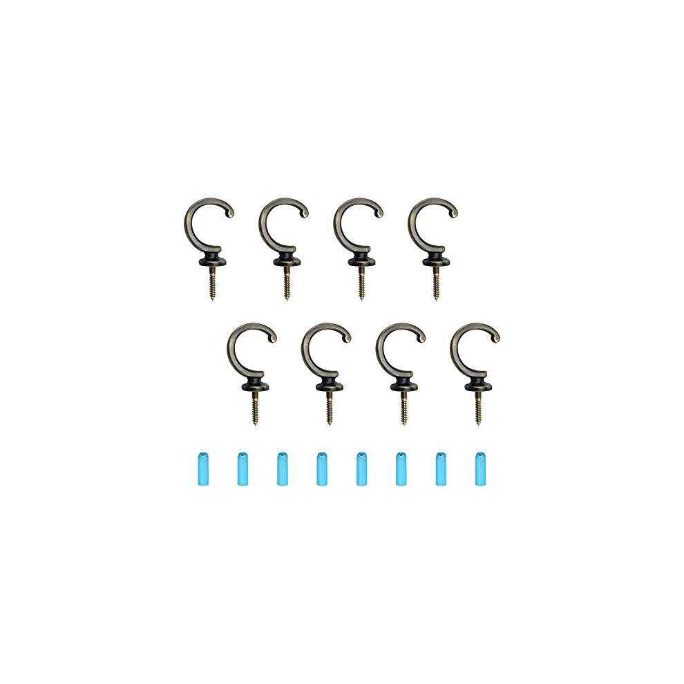 Ceiling Cup Hooks,8Pcs Antique Zinc Alloy Screw-In Hooks Vintage Wall Ceiling Screw Hooks for Hanging Curtains Cup Jewelry(Antique Bronze)