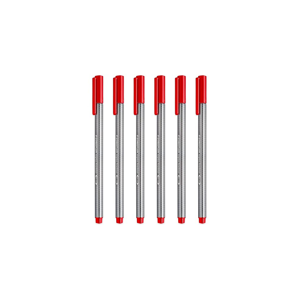 334 Triplus Fineliner Superfine Point Pens - 0.3mm - Red - Pack of 6