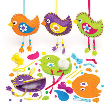 AW305 Spring Themed Bird Sewing Kits (Pack of 3) for Kids to Make and Decorate, Assorted