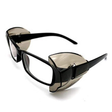 Eyeglass Wing, Anti-Slip On Clear Side Shields for Safety Glasses, Safety Glasses Flexible Side Shields- Fits Medium to Large Eyeglasses (Deep Brown)