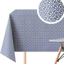 Waterproof PVC Table Cloth Wipe Clean - Rectangular Oilcloth 118x55in | 300x140cm - Retro Flower Large Plastic Tablecloth - Wipeable Garden Plastic