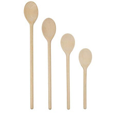 Wooden Cooking Oval Spoons - 8”, 10”, 12”, 14” Long Mixing Set - Solid Beechwood Cookware - Perfect for Stirring, Mixing, Tasting, & Serving