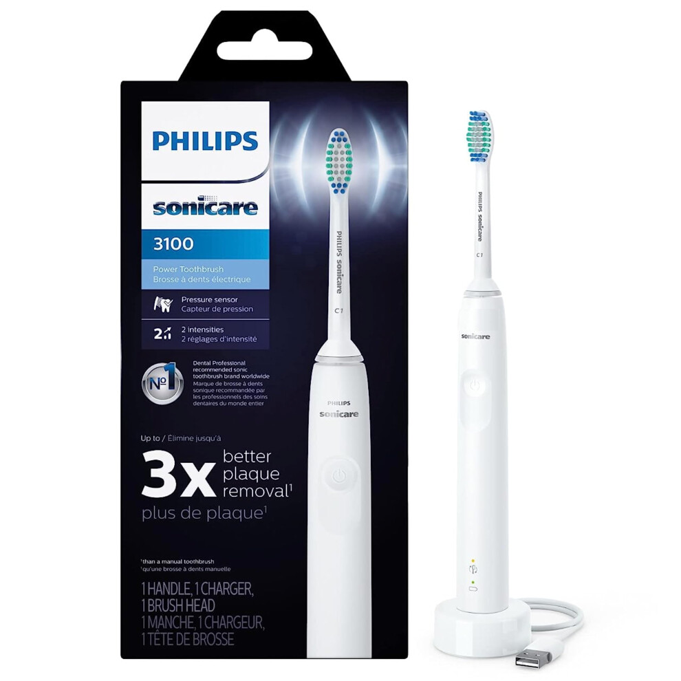 Sonicare Power Toothbrush, Rechargeable Electric Toothbrush with Pressure Sensor, White