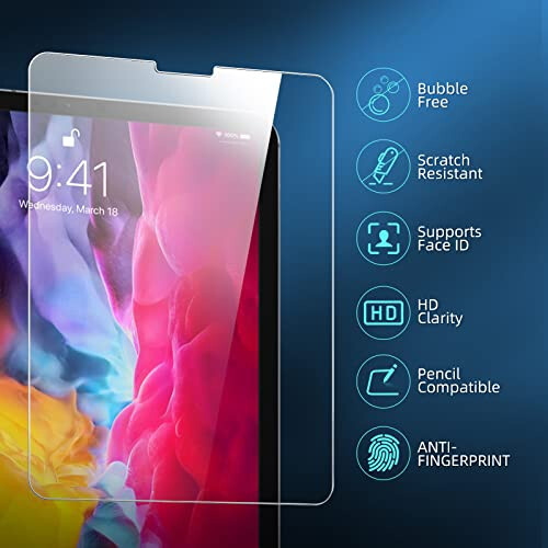 Pacote New'C 2 projetado para iPad Air 5/4 10,9 polegadas (2022/2020) iPad Pro 11 polegadas (2022/2021/2020/2018) Protetor de tela Tlemerd Ultra 2