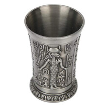 30ML Whiskey Shot Glass Cup, Metal Vintage Egyptian Shot Glass Hand-Embossed Mini Cup Gift Decoration Ornaments
